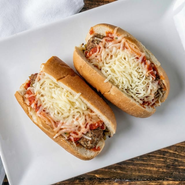 Meatball Parmigiana Hot Grinder.